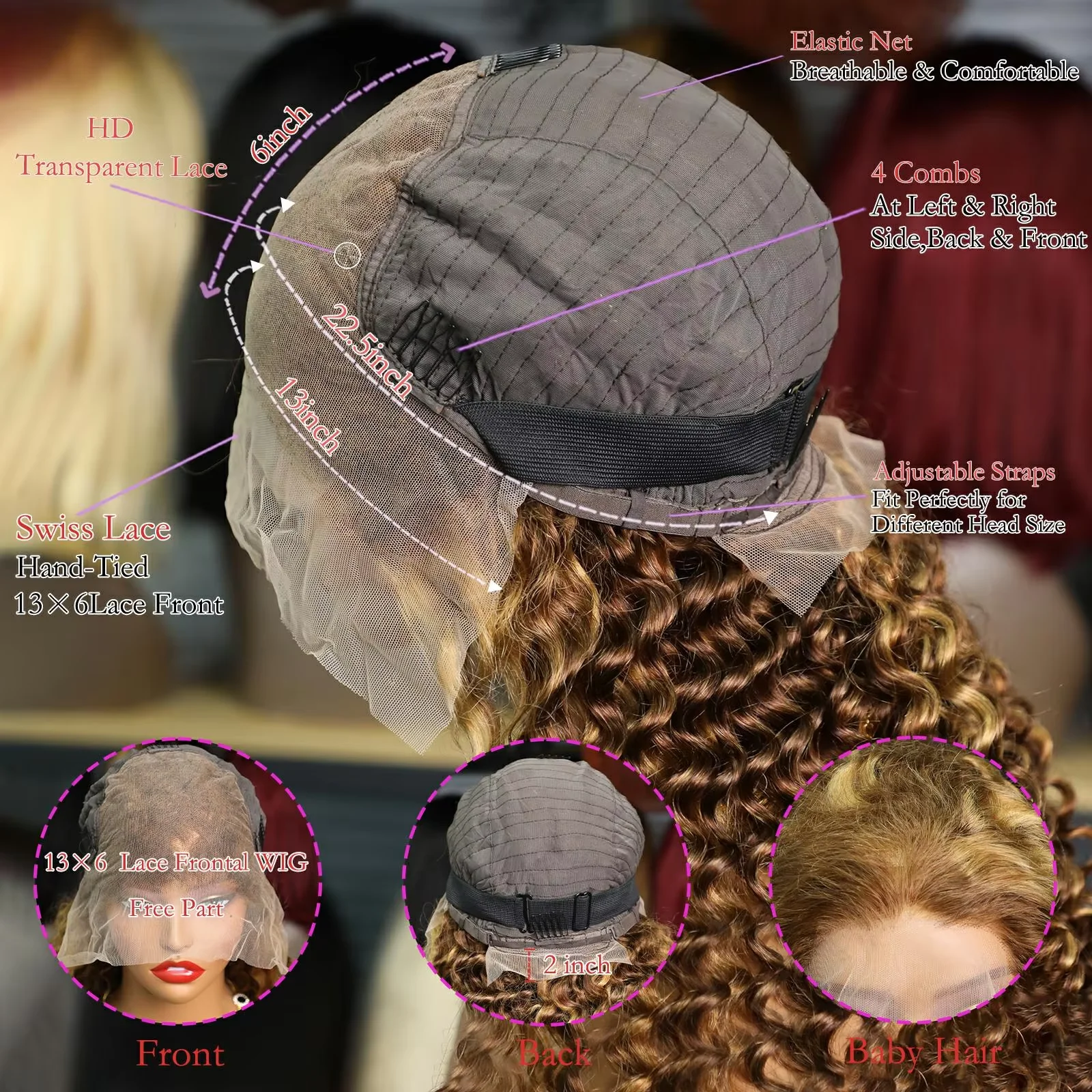 40 بوصة تسليط الضوء على 4/27 موجة عميقة شعر الإنسان مجعد الباروكات 13x6 الدانتيل شعر مستعار أمامي البرازيلي 100% شعر الإنسان موجة المياه الدانتيل شعر مستعار أمامي