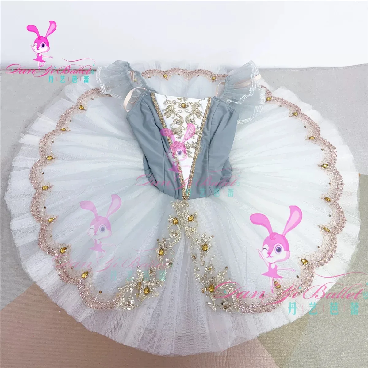 Danyi simple Children's Ballet Grey Polish Dance disk skirt tutu skirt Professional customized performance dress Competition sui