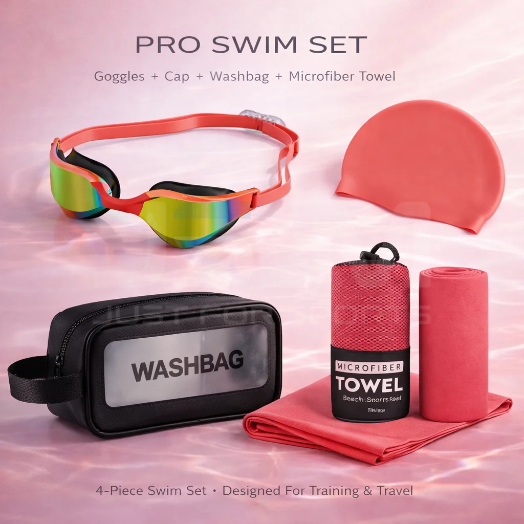 JSJM Professionelles Schwimmbrillen-Geschenkset mit Schwimmkappe, Waschbeutel, Mikrofaserhandtuch, Schwimmset für Erwachsene, beste Geschenkidee – Detail 13