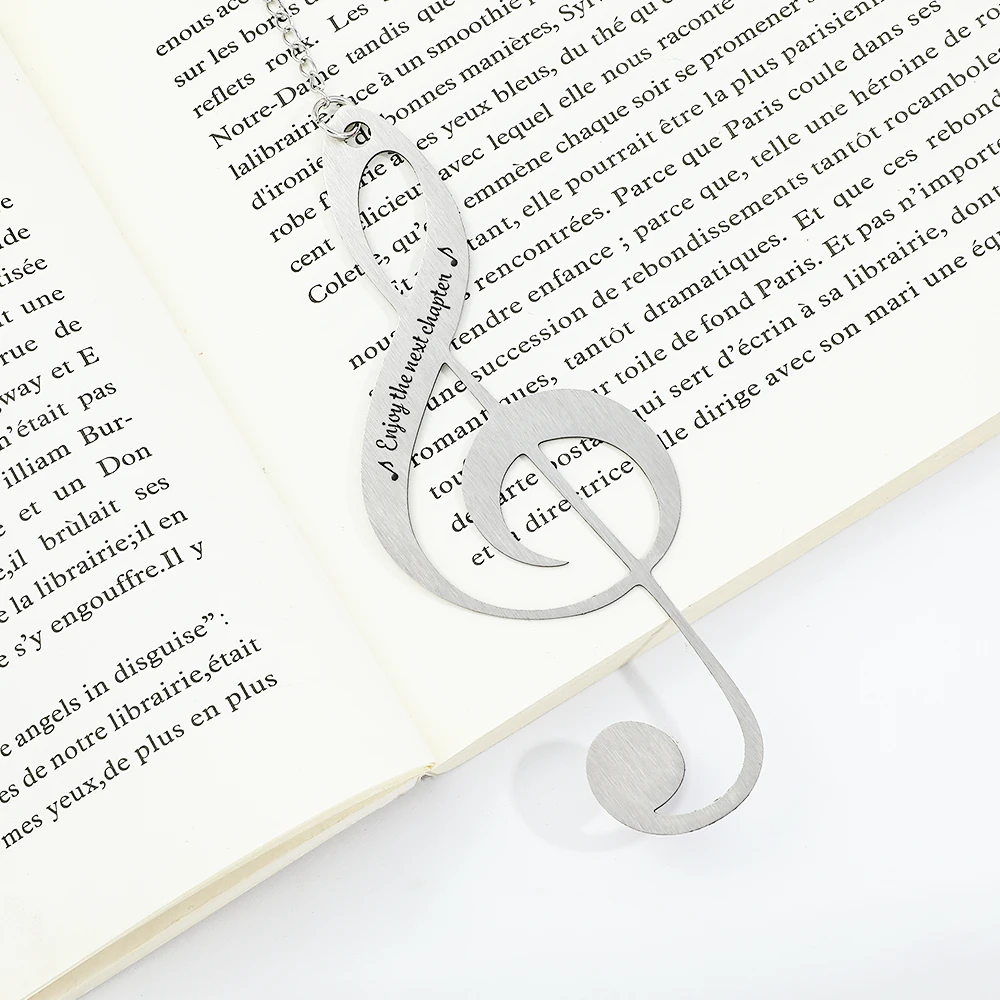 1 個のステンレス鋼のエレガントな発音ブックマーク、発音ペンダント付き、読書ラベル、音楽愛好家への誕生日プレゼントに最適