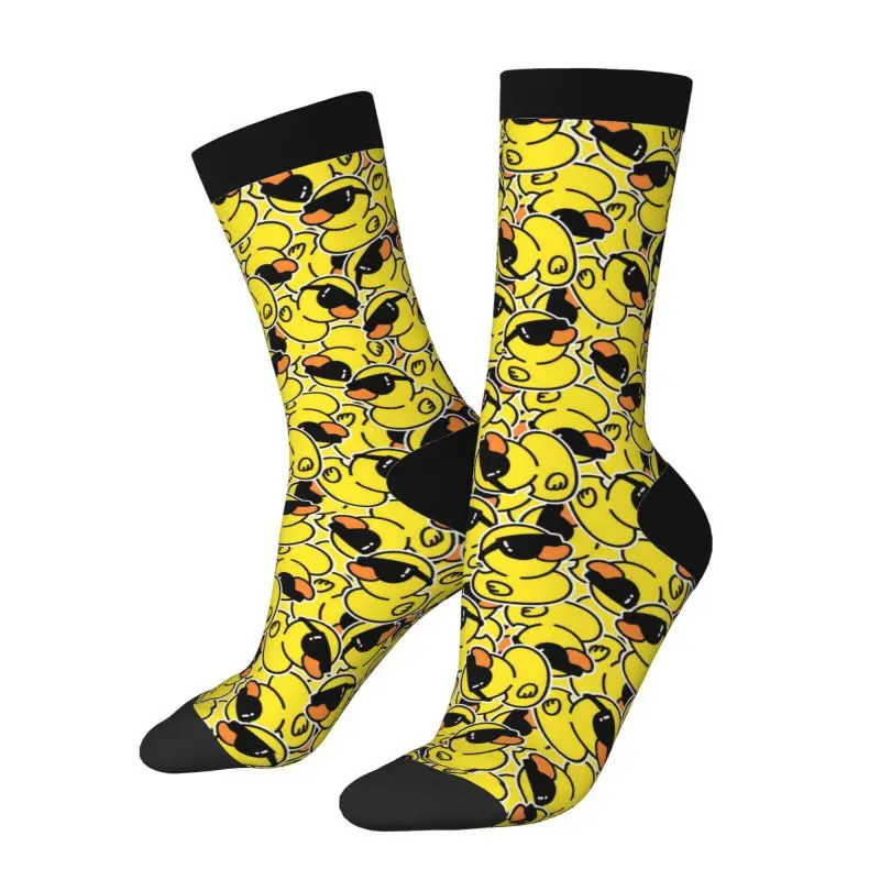 Cute Rubber Ducks Casual Men's Socks Unisex Novelty Socks Cartoon Yellow Ducks Comfortable Casual Sports Socks Gift