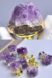 Natural Amethyst Cluster Cabinet Door Handles Cabinet Drawer Amethyst Cluster Knob Pull Handles