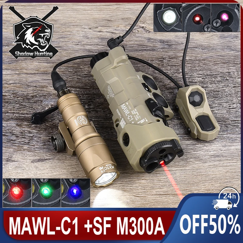 

Tactical Nylon MAWL-C1 Flashlight Weapon Light Hunting Aiming Indicator Red/Green/Blue Laser+IR Fill Light+White FlashLight M300