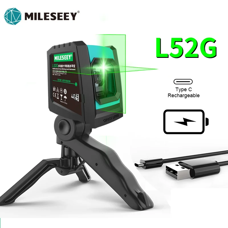 

MiLESEEY 2 Lines Laser Level L52R L62 360 Laser Level L6 Green nivel Laser with Battery and Tripod лазерный уровень