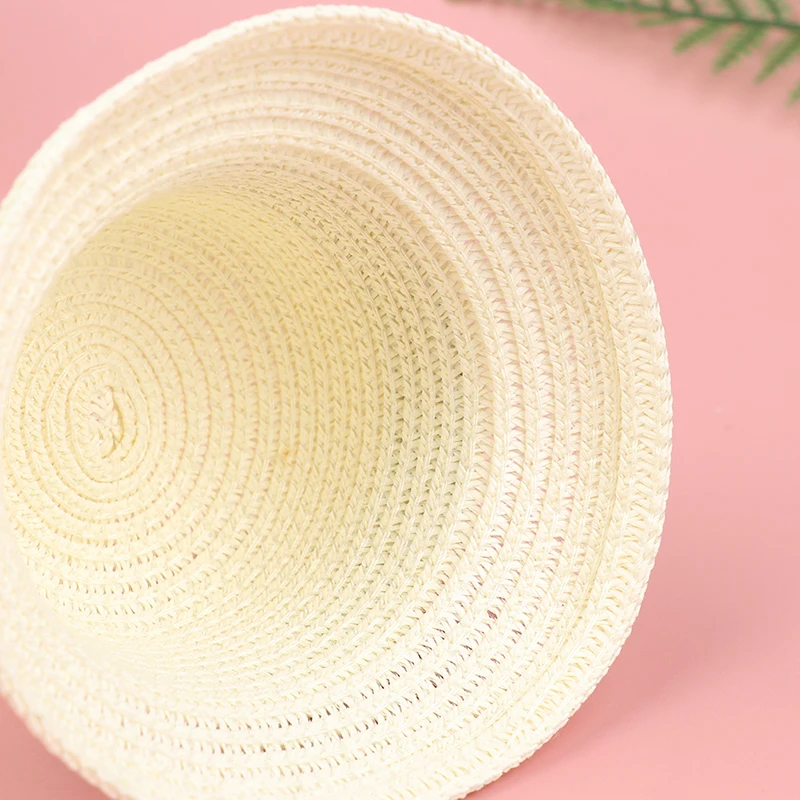 หมวกฟางถักมือสีขาวขนาด18นิ้วสำหรับเด็กผู้หญิงหมวกฟางสานด้วยมือสำหรับเด็กแรกเกิด