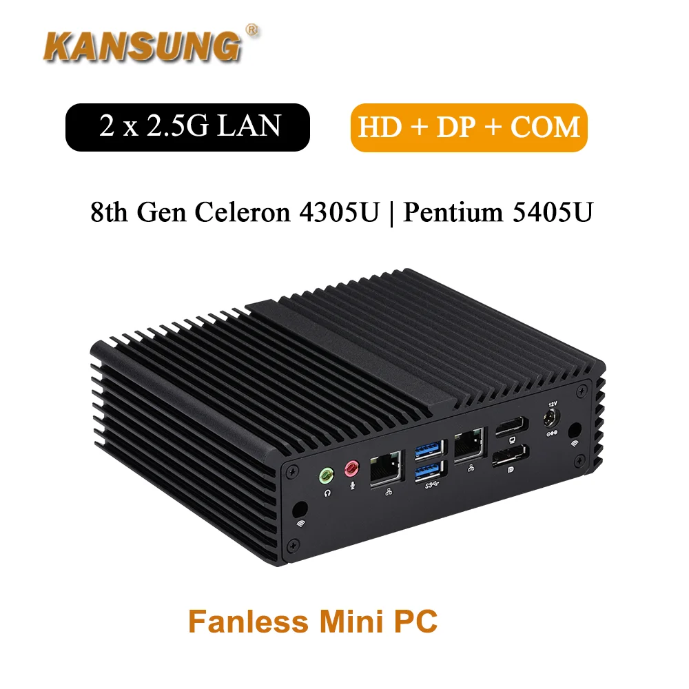 베어본 8 세대 위스키 레이크 프로세서, 펜티엄 5405U 듀얼 코어 DDR4L M.2 SSD, 듀얼 2.5 기가비트 LAN 6 USB 오피스 미니 PC, 4305U