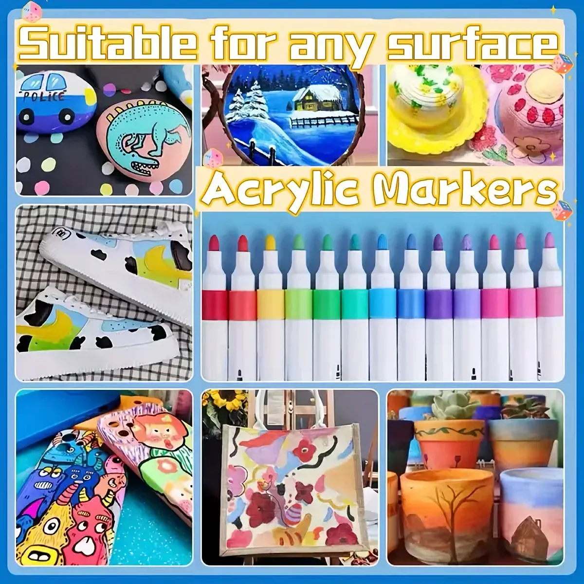 48-Color Acrylic Marker pens Set - Ideal for Rock, Glass, and Multi-Surface Painting - No Bleeding