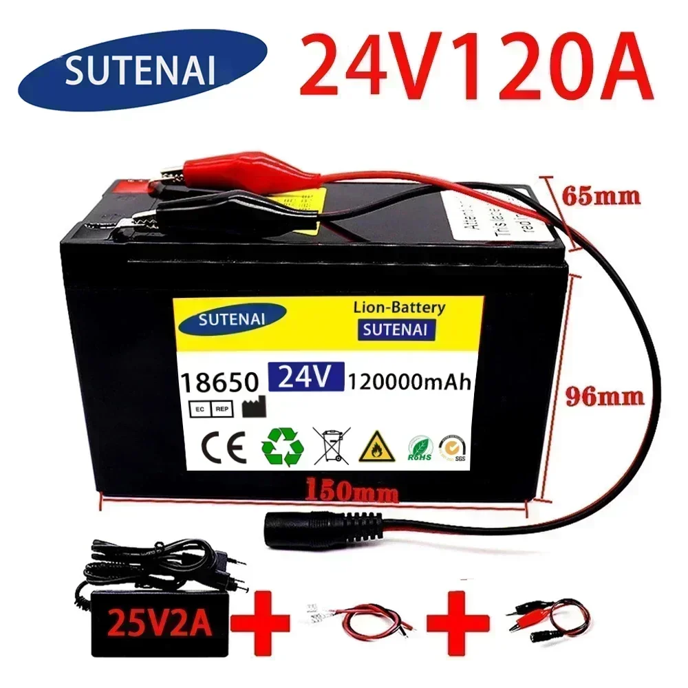 24v 120A Li Ion 18650 batería de litio para vehículo eléctrico 21V- 25V 35Ah 120Ah BMS incorporado 30A de alta corriente