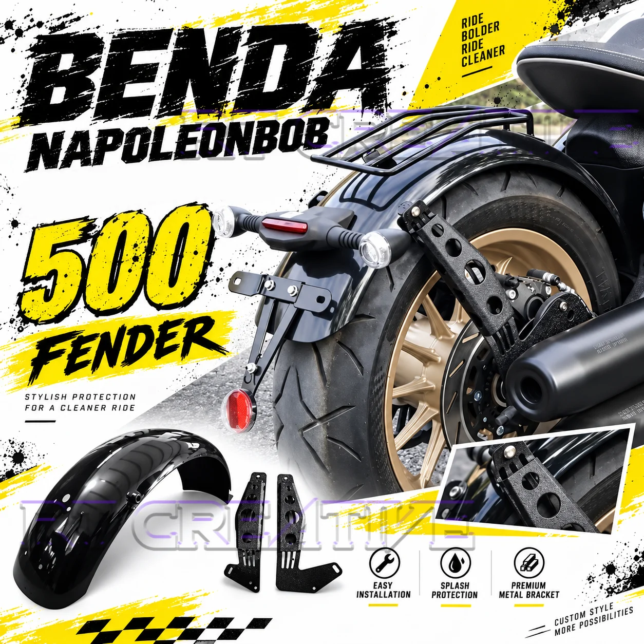 Extended Mudguard Water Splash Shield Mud Deflector Modified Parts For BENDA NapoleonBOB 500