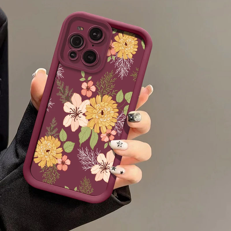 Soft Silicone Shockproof Phone Case For OPPO Find X5 Pro X3 Lite X8 F19S F21 F9 F17 F19 Pro Plus Fashion Floral Pattern Cover