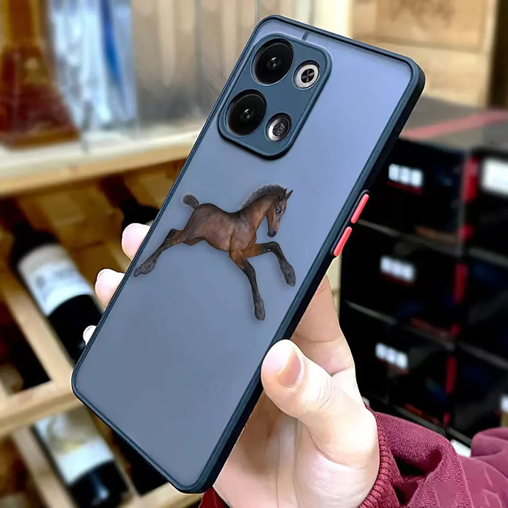 Shen Jun's Pony Horse Matte Phone Case for OPPO RENO 8 8T 7Z 7 6Z 6 5 4 3 2F 2Z PRO PLUS 4G 5G Silicone Edge PC Case Funda Shell