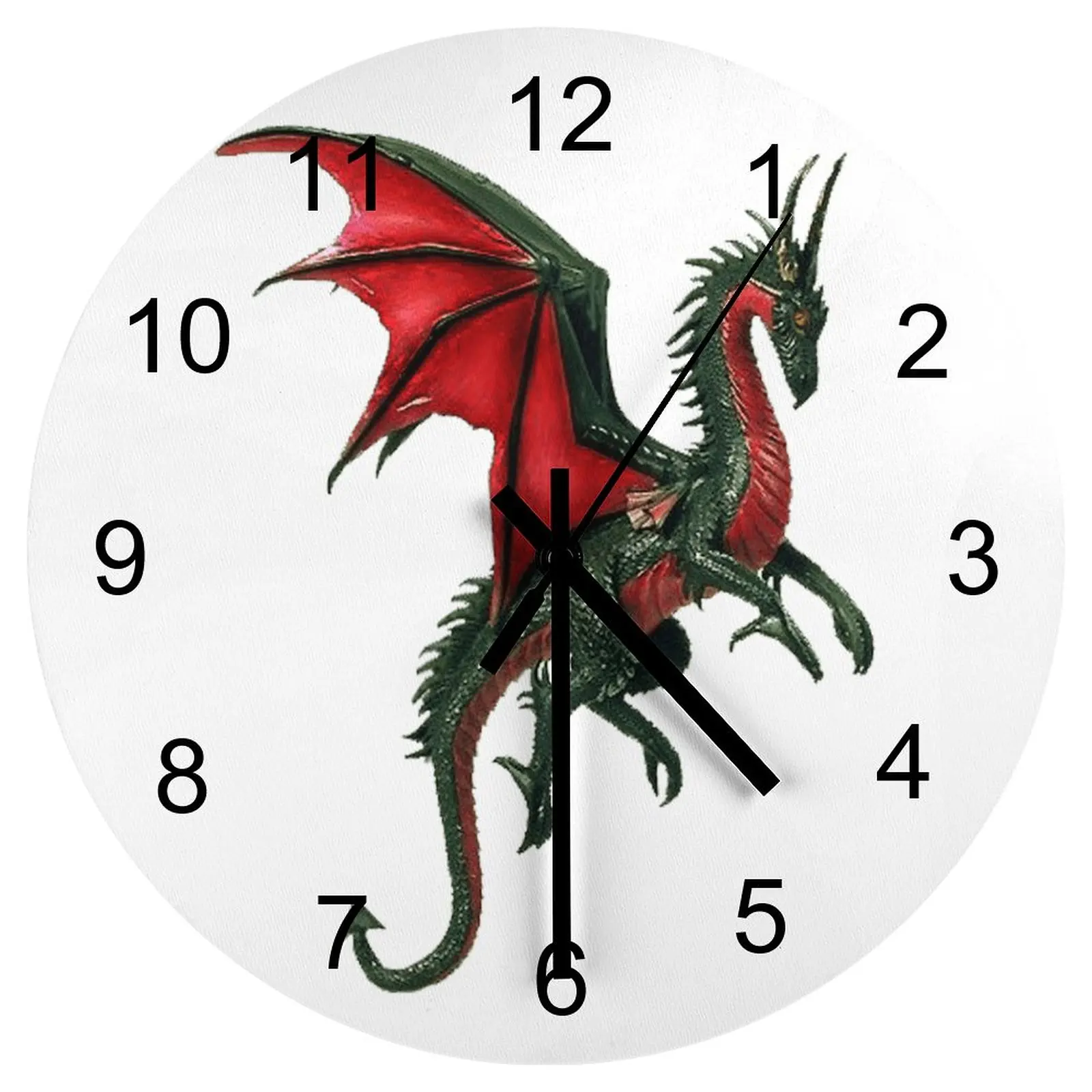 

Dining Room Wall Clock Animal Evil dragon Clocks 12 inch Silent Fashion Round Patterned Durable Sporty