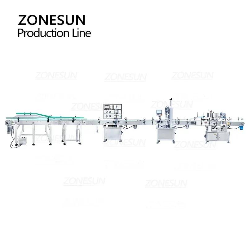 ZONESUN ZS-FAL180X4 Linea di produzione automatica Riempimento di liquidi Tappatrice Etichettatrice Bottiglia Unscrambler Pompa magnetica