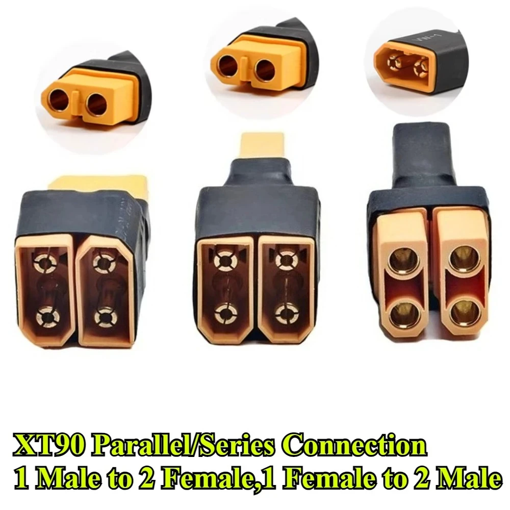 2Pcs XT90 Male Female Parallel Adapter Connectors Battery Series Connection Cable for RC Lipo Battery Airplane Quadcopter Drone