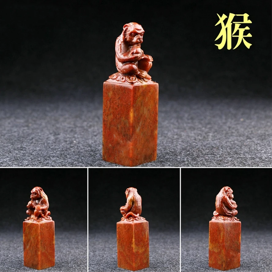 1 Piece Blank Seal Stone Chinese Traditional Zotiac Birth Anmial Dragon Tiger Stamp Art Supplies sign Lucky Protection Stone