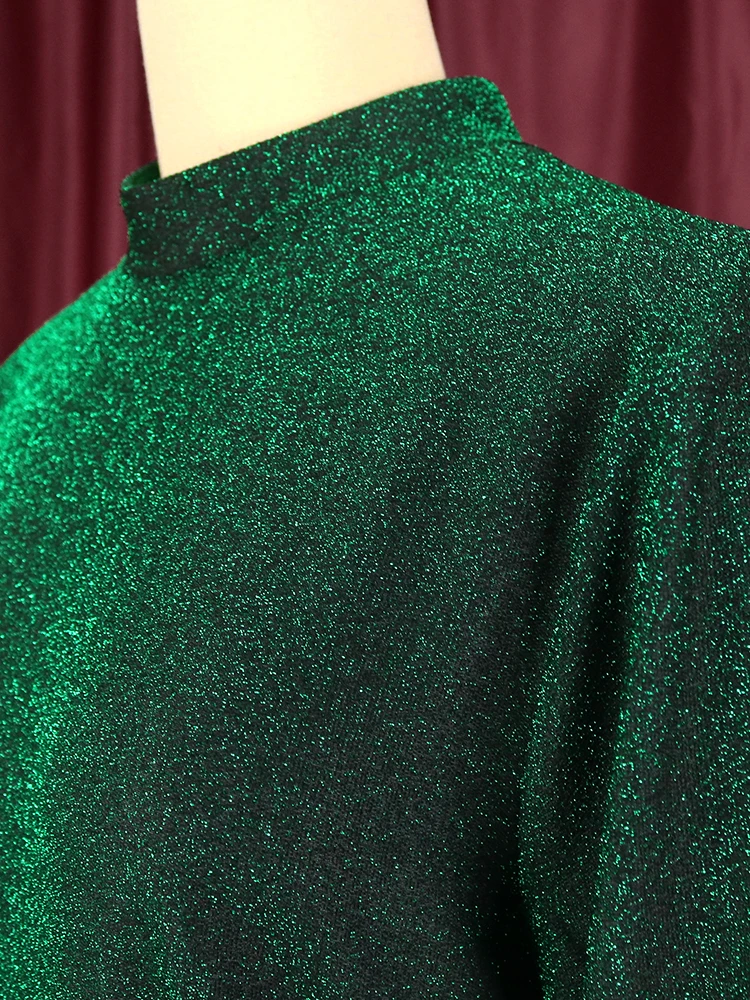 Turtleneck Plus Size Dresses 4XL Women Long Sleeves Sexy Bodycon Sequins Green Blue Christmas Evening Party 2023 Winter Robes