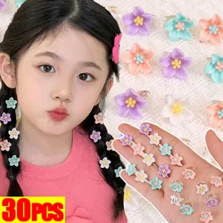 10/30 Stuks Kids Mini Lelie Bloem Clips Haarspeld Niet-Schadelijke Kristal Gevlochten Grijpclip Effen Kleur Bloem Bonenclips Hoofddeksels