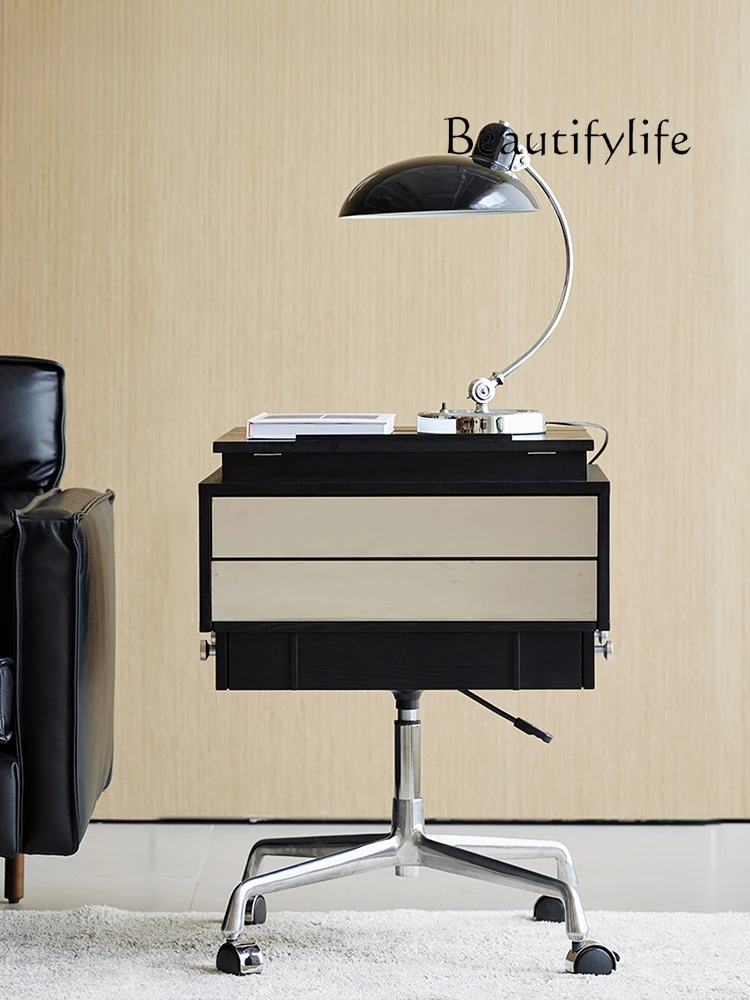 

Simple Retro Lifting Modern Minimalist Storage Bed-Head Small Table Drawer Solid Wood Mobile Side Table