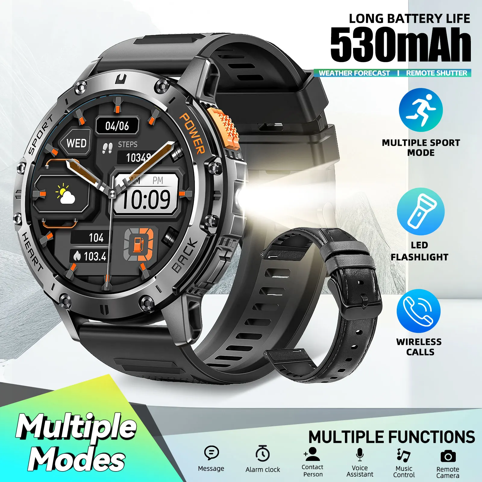 LaNikar 2024 New Rugged Smart Watch For Men With Wireless Calling/Receiving, Built-in Activity Fitness Tracker For 100+ Sports