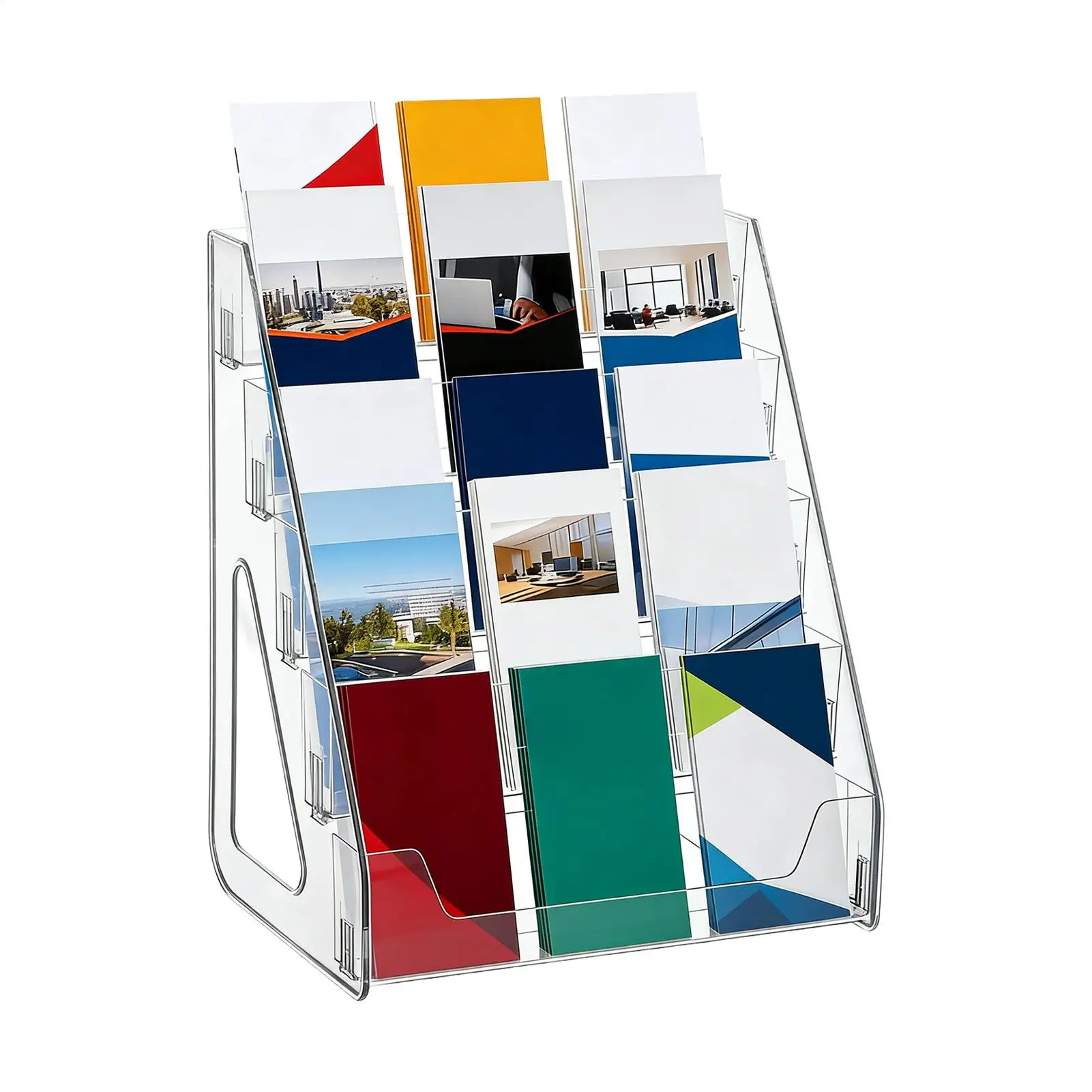 Mehrstufiger Broschürenständer, fünfstufiger vertikaler Präsentationsständer zum Ausstellen und Verteilen von Broschüren, Flyern und Menüs im Format 1/3 A4.