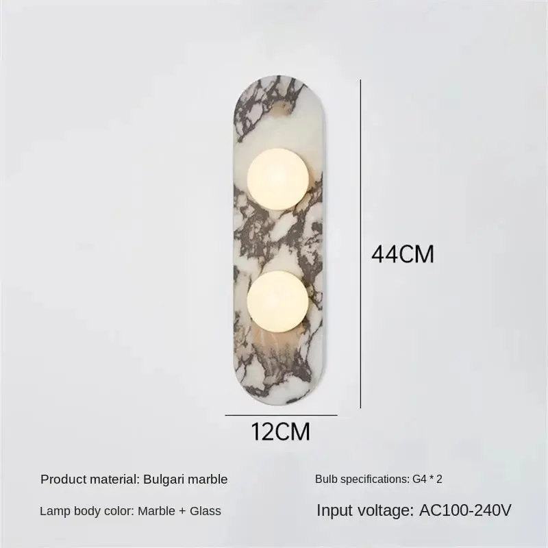 Luxe natuurlijke marmeren wandlamp LED natuursteen nachtkastje licht witte glazen lampenkap voor thuis woonkamer badkamer gang gang