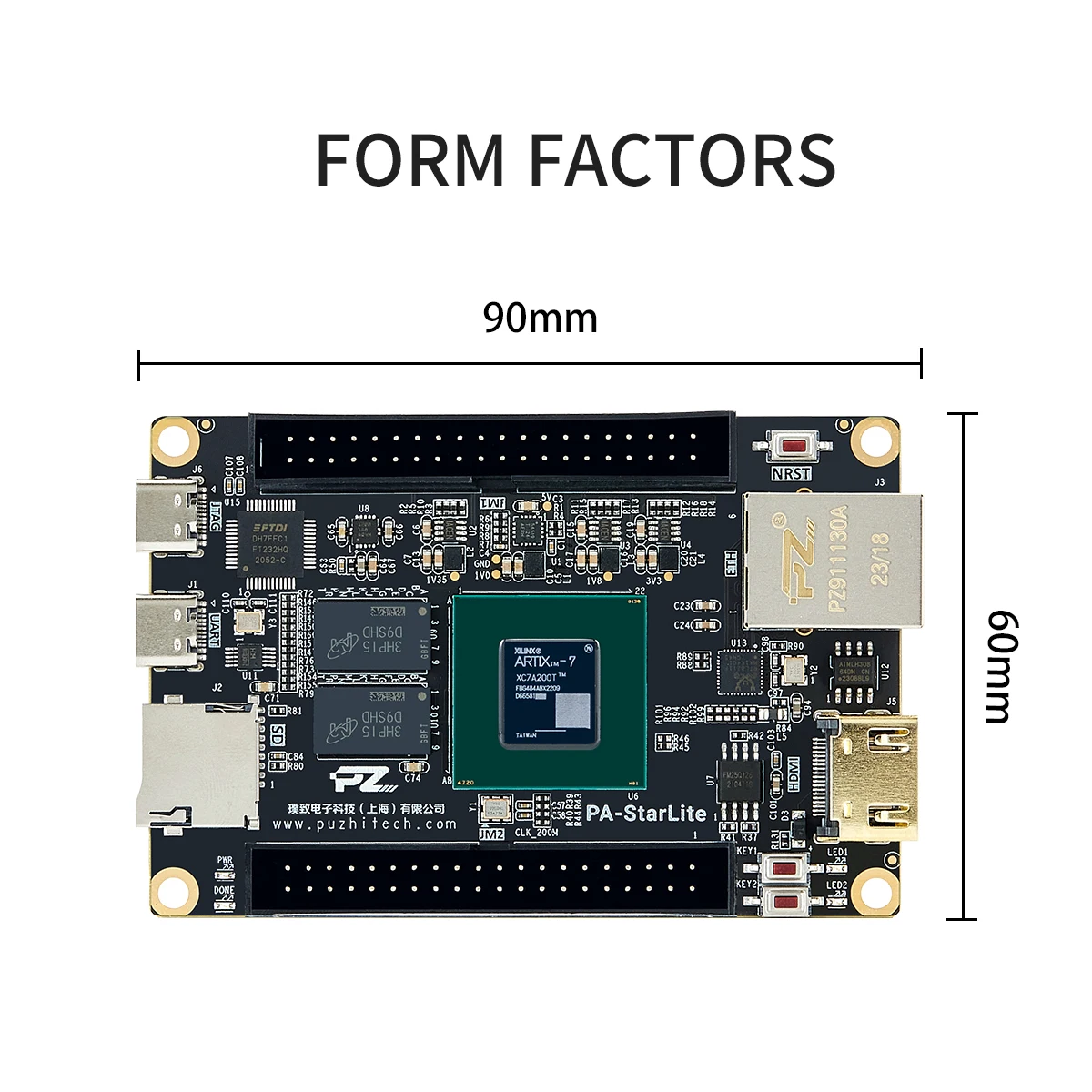 Imagem -06 - Kit Experimento Puzhi Starlite Xilinx Artix7 Xc7a35t Fpga Development Board Core Borad Mipi Pz-a735t Grau Industrial