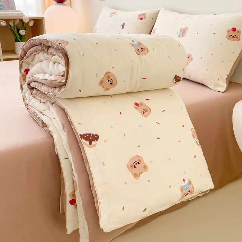Cartoon Skin-Friendly Air-Conditioned Quilt Super Soft Comfortable Quilted Blanket for Children Lovely Printing Summer Bedding