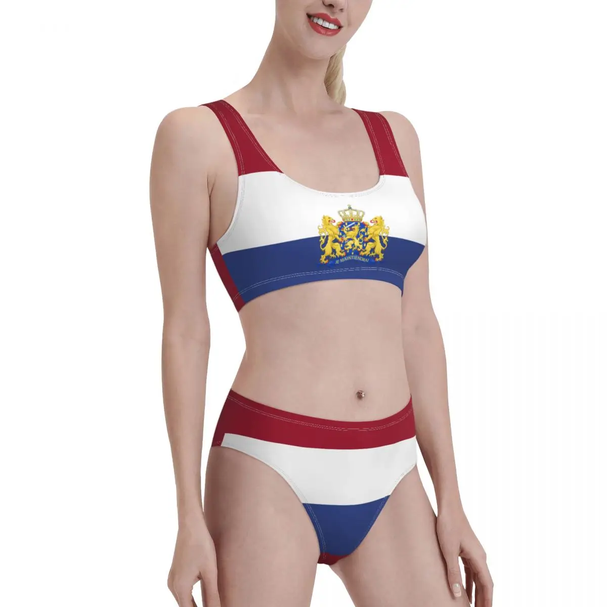 Netherlands Flag Summer Bikini Sets Two Piece Swimsuit Bathing Suit Sport Swimwear Beachwear for Girl Women