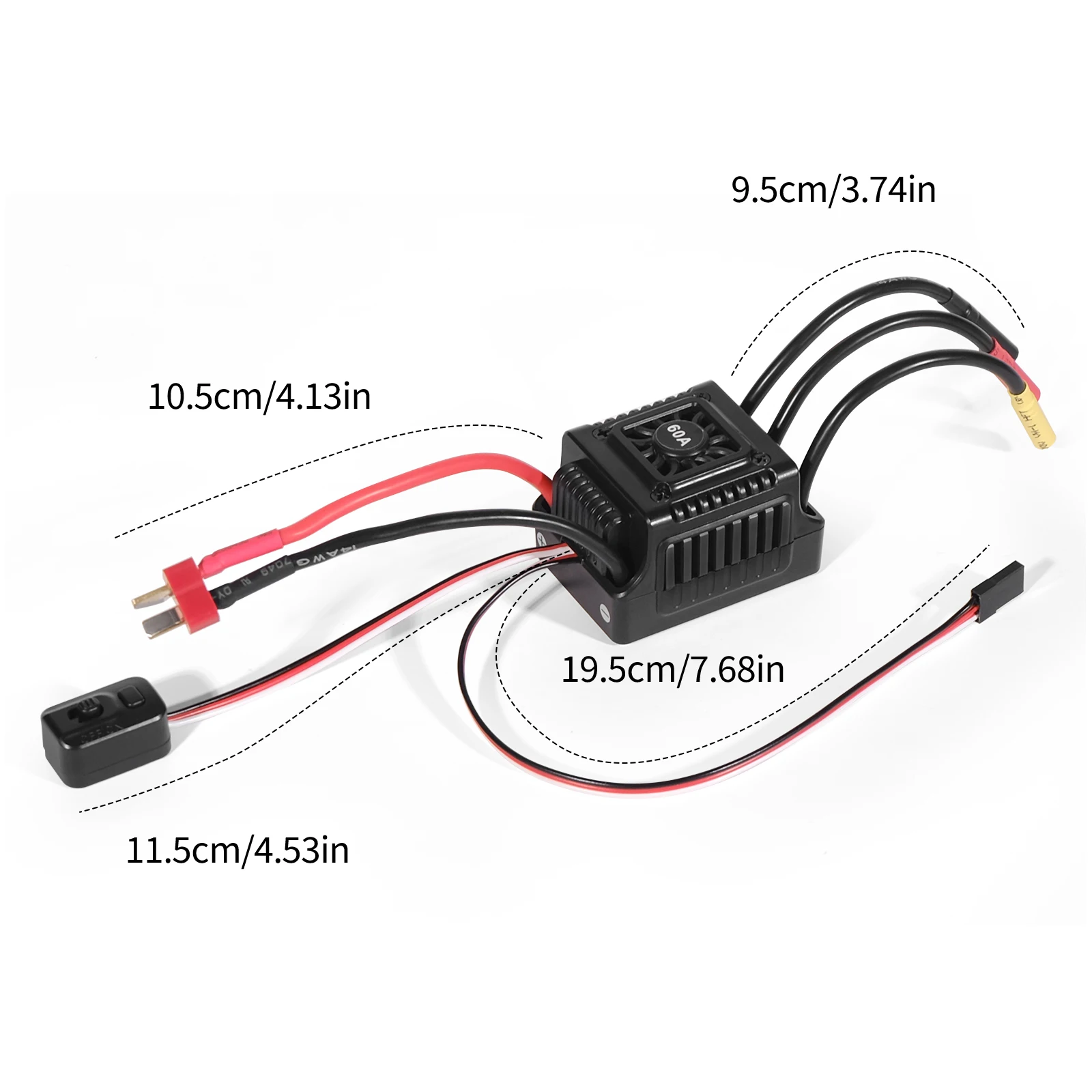 WSDT-60A-BT Sensorless Brushless ESC T-Plug Black 60A 2-3S LiPo For 1/10 RC On-Road Off-Road Buggy Monster With 5.85V/3A BEC
