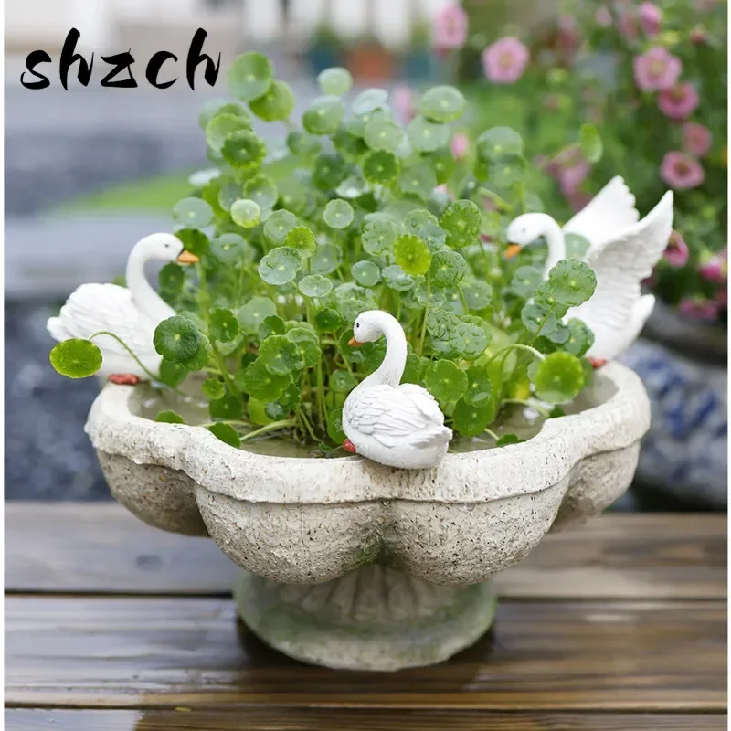 Creative Hydroponics Pots for Plants Balcony Decor Flower Pot Non-porous Copper Grass Plant Stand, Garden Decoration, Bonsai Pot
