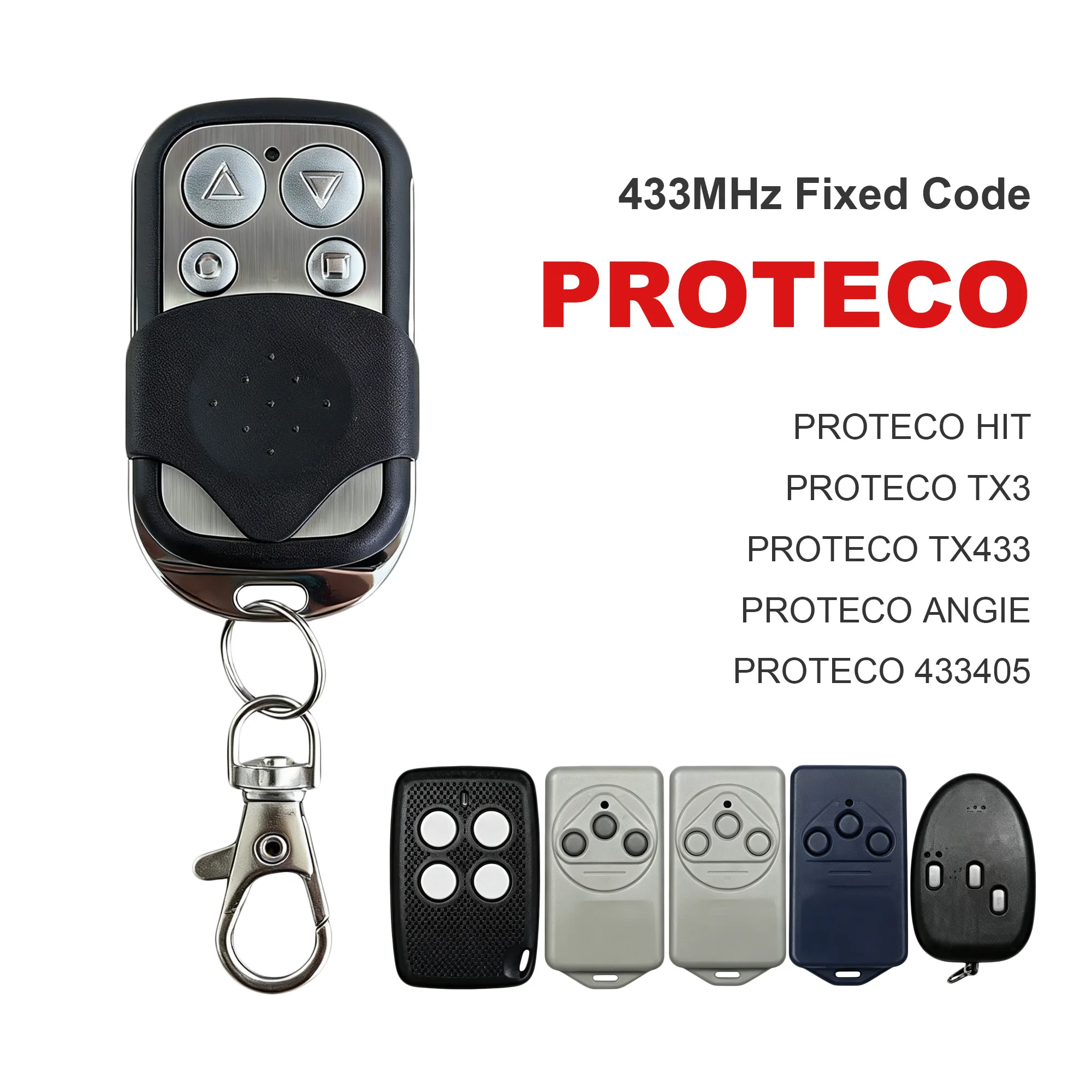 Universal 433.92MHz Gate Remote Keychain Duplicator 4‑Button for MOTOSTAR PROTECO ROGER TORMATIC FERPORT Door Controller