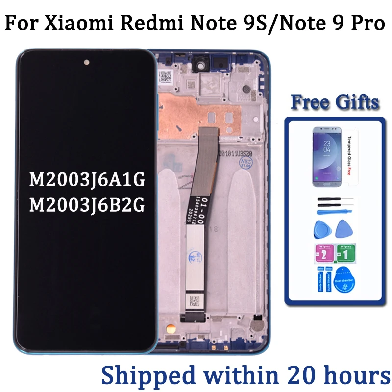 For Xiaomi Redmi Note 9 Pro LCD Display Touch Digitizer Screen For Redmi Note 9S M2003J6A1G LCD Screen Replacement