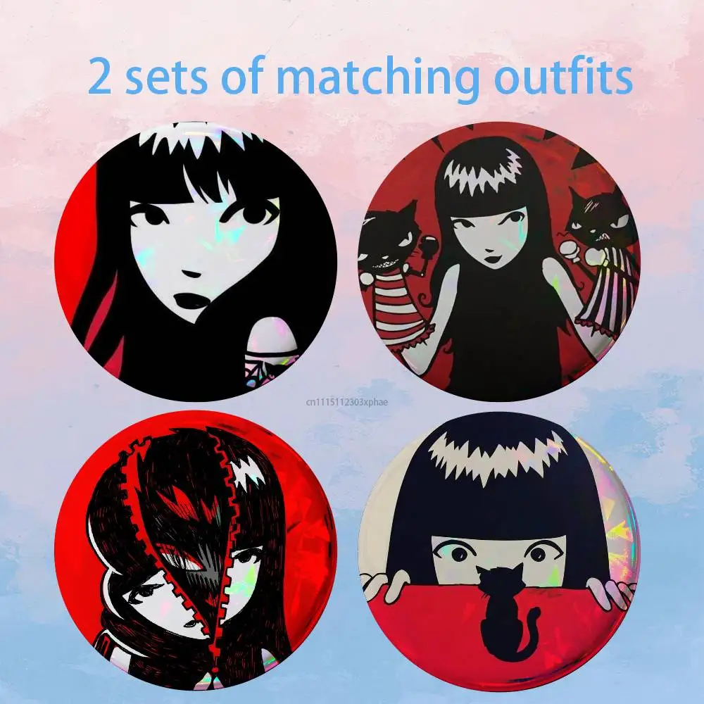Emily the Strange 2 piece set Pins Creativity Printed Pictures Text Metal Lapel Badges Brooches Jewelry Gift