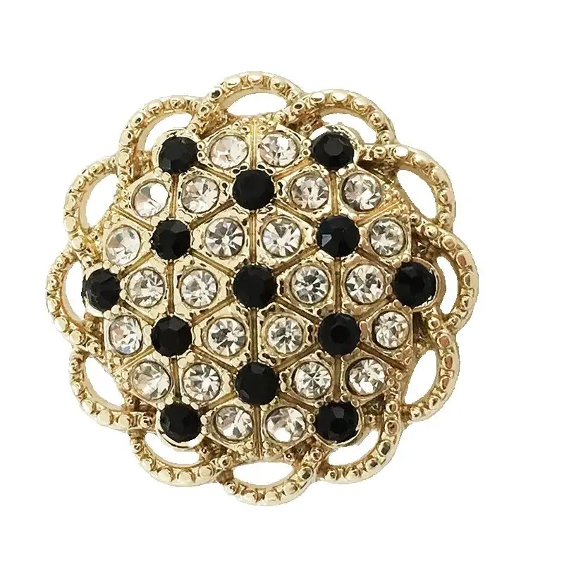 6PCS Metal round hollowed diamond buttons gold small fragrance trench coat buttons versatile high-grade coat women's accessories