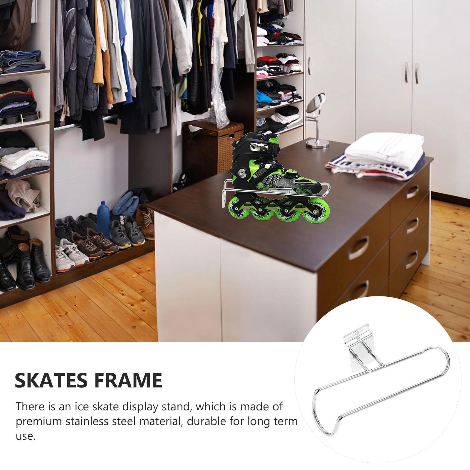 

1pc Stainless Steel Ice Skates Holder Thickened Bottom Roller Skates Display Stand Heavy Duty Wall Mount Bracket For Home