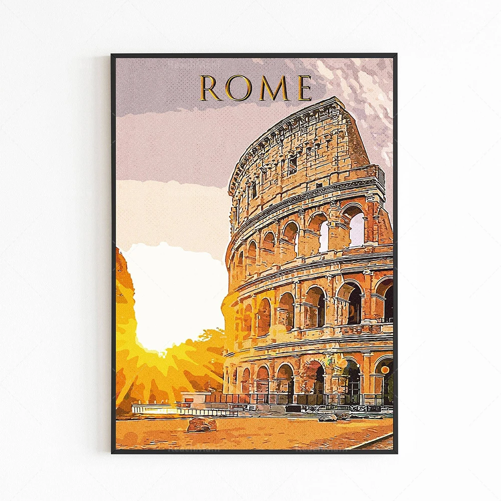 Canales de Venecia, Coliseo, Cinque Terre, Liguria, Positano, Ciudad del Vaticano, Torre Inclinada de Pisa, Catedral, póster de viaje de Italia