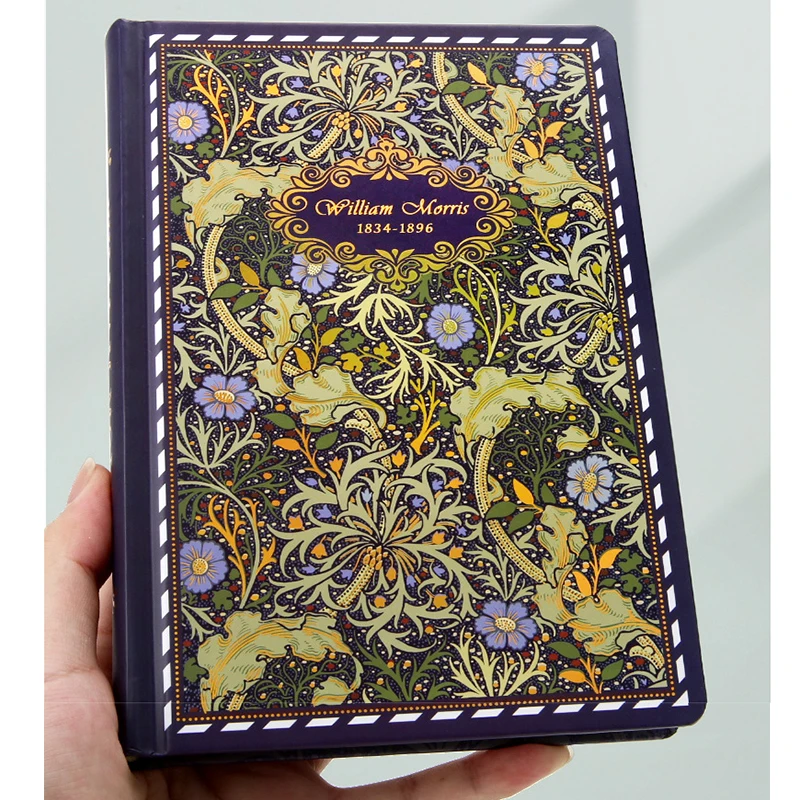 Britische William Morris Malerei Farbe Illustration Seite Retro Hardcover Notizbuch Pflanze Blume Kunst Cover Student Notizblock Tagebuch