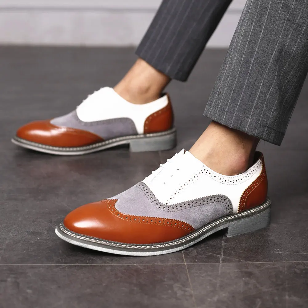 

Men Dress Shoes Handmade Brogue Style Paty Leather Wedding Shoes Men Flats Leather Oxfords Formal Shoes Loafers Party Flats