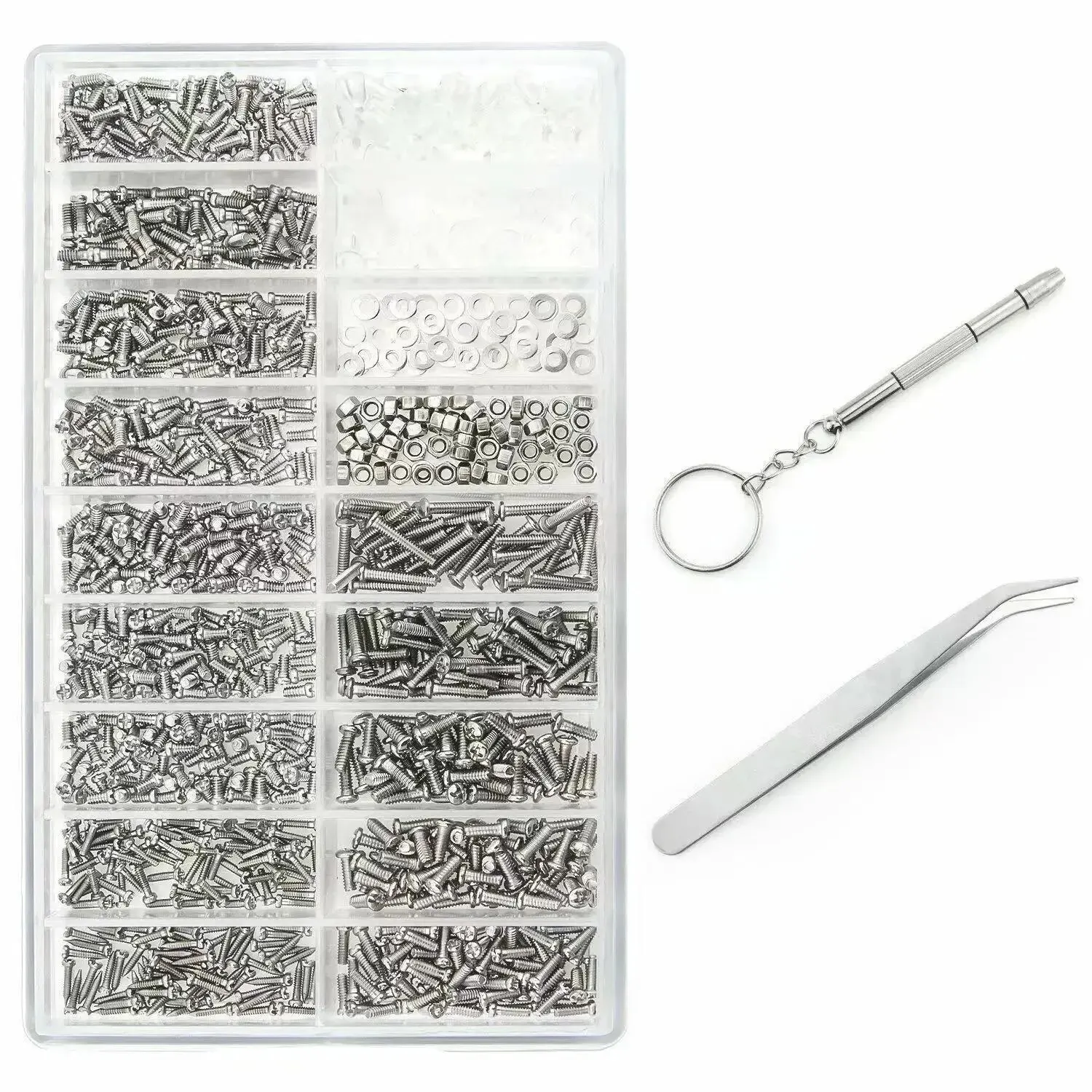 Glasses Screw Repair Kit Nose Pad Screw Set 18 Grids Home Tool Kit 1000pcs