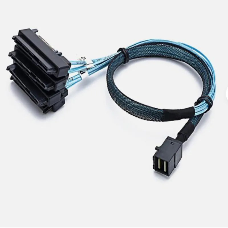 SAS SATA Cable SFF-8643 To 4 SFF-8482 Internal Mini SAS HD To 4 SFF-8482 Connector with 15pin Power Port Hard Drive Splitter