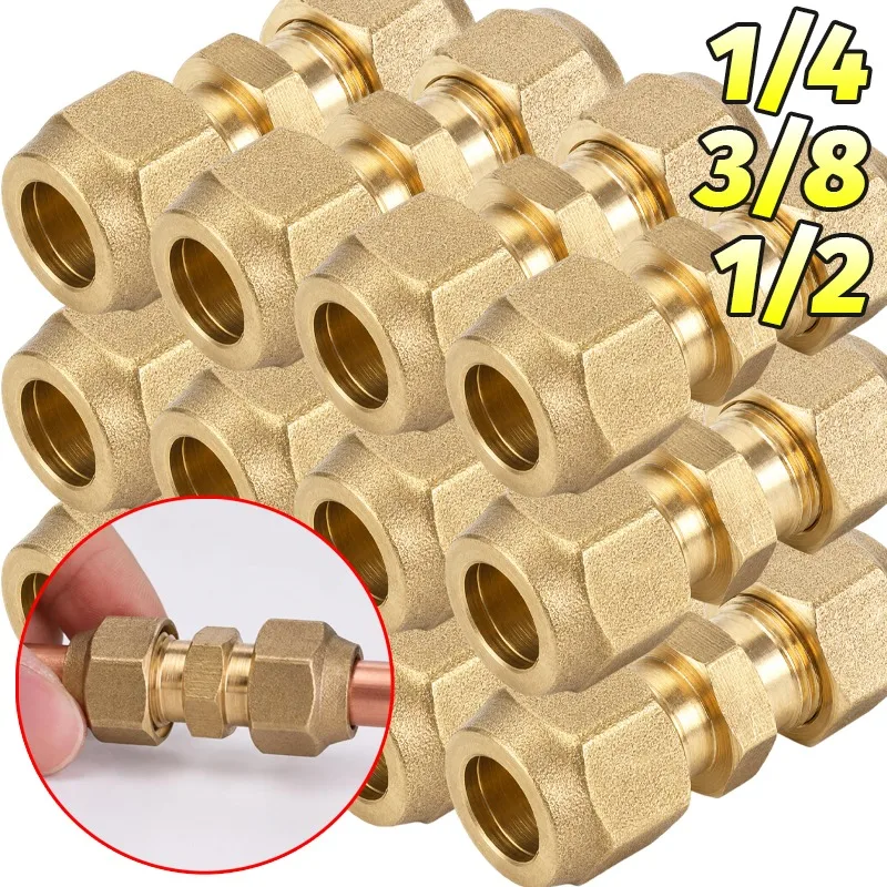 1/5x Straight Pipe Extension Joint Air Conditioning Copper Pipe Extension Flare Nut Connectors Coupling Adapters 1/2