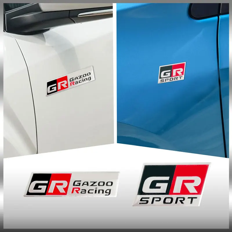 3D Aluminum Car Styling GR Sport/GR Gazoo Racing Emblem Auto Body Trunk Sticker For Toyota C-HR RAV4 YARiS Prius Harrier Corolla