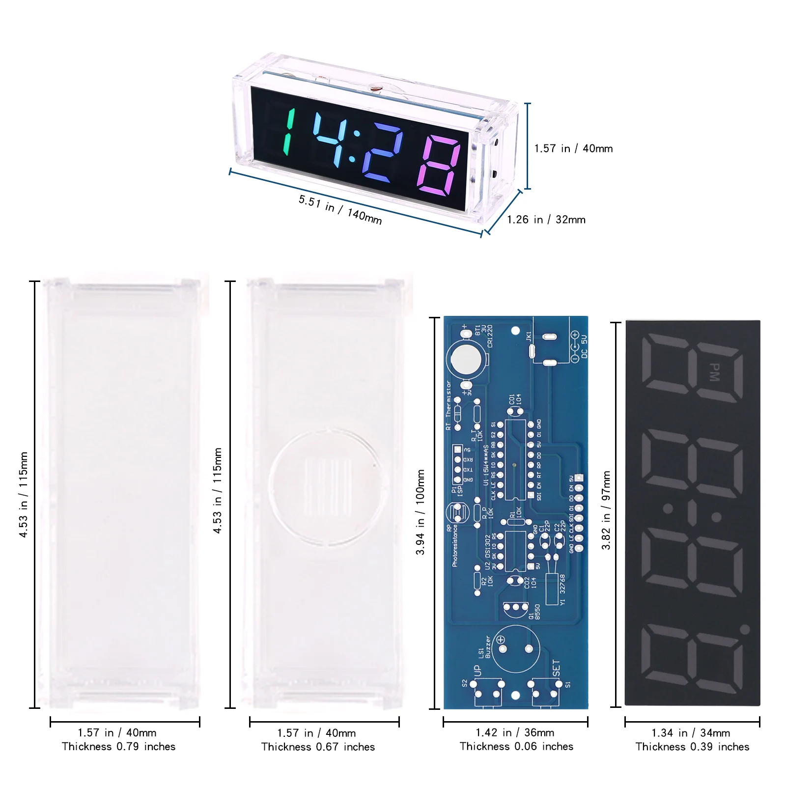 DIY zestaw elektroniczny zegar LED mikrokontroler zestaw cyfrowy zegar czas światła/kontrola światła termometr czerwony/niebieski/zielony/biały