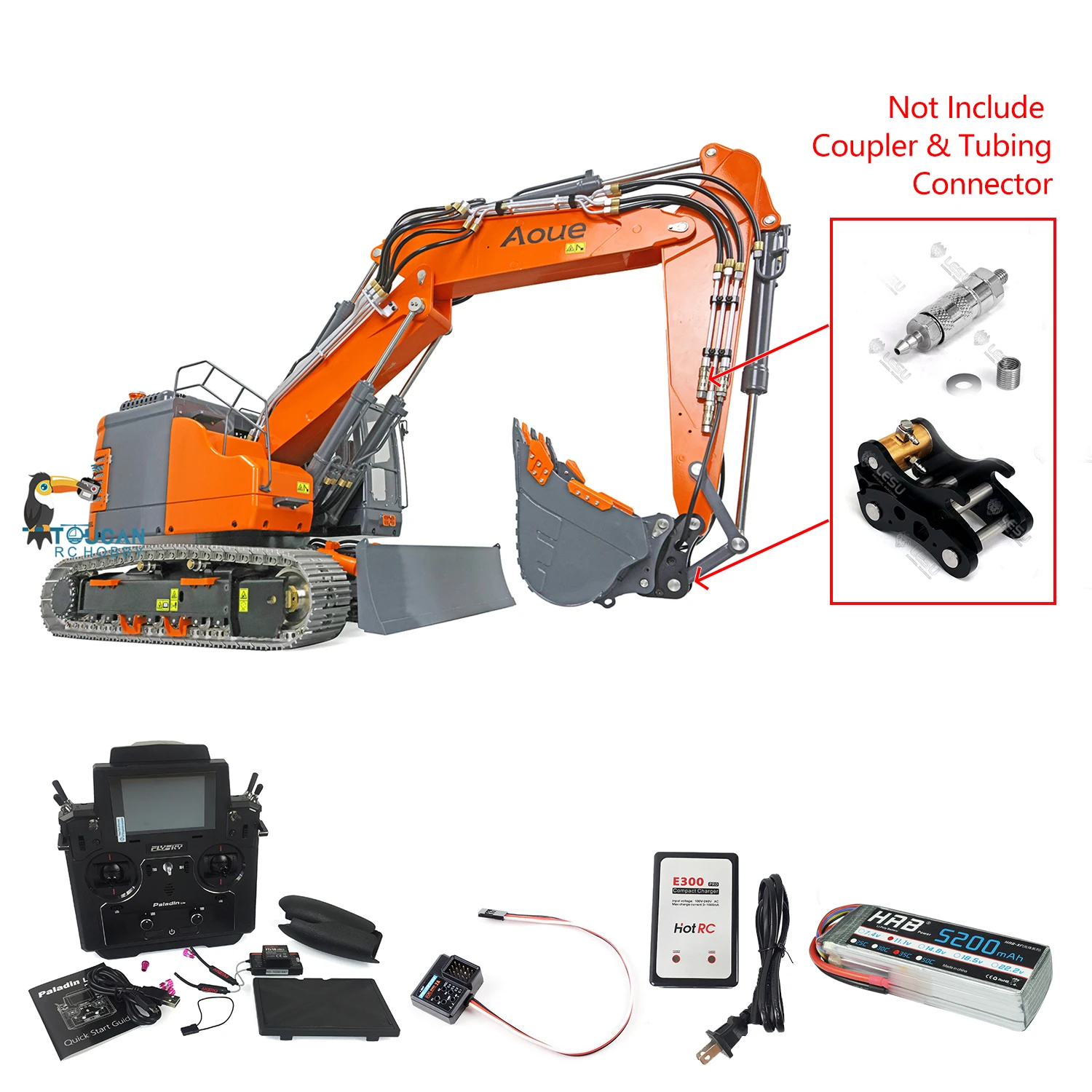 LESU Assembled Painted RC Excavator 1/14 Metal Aoue Et26L Hydraulic System PL18Ev Valve ESC Motor Servo Gps RC Model THZH1267