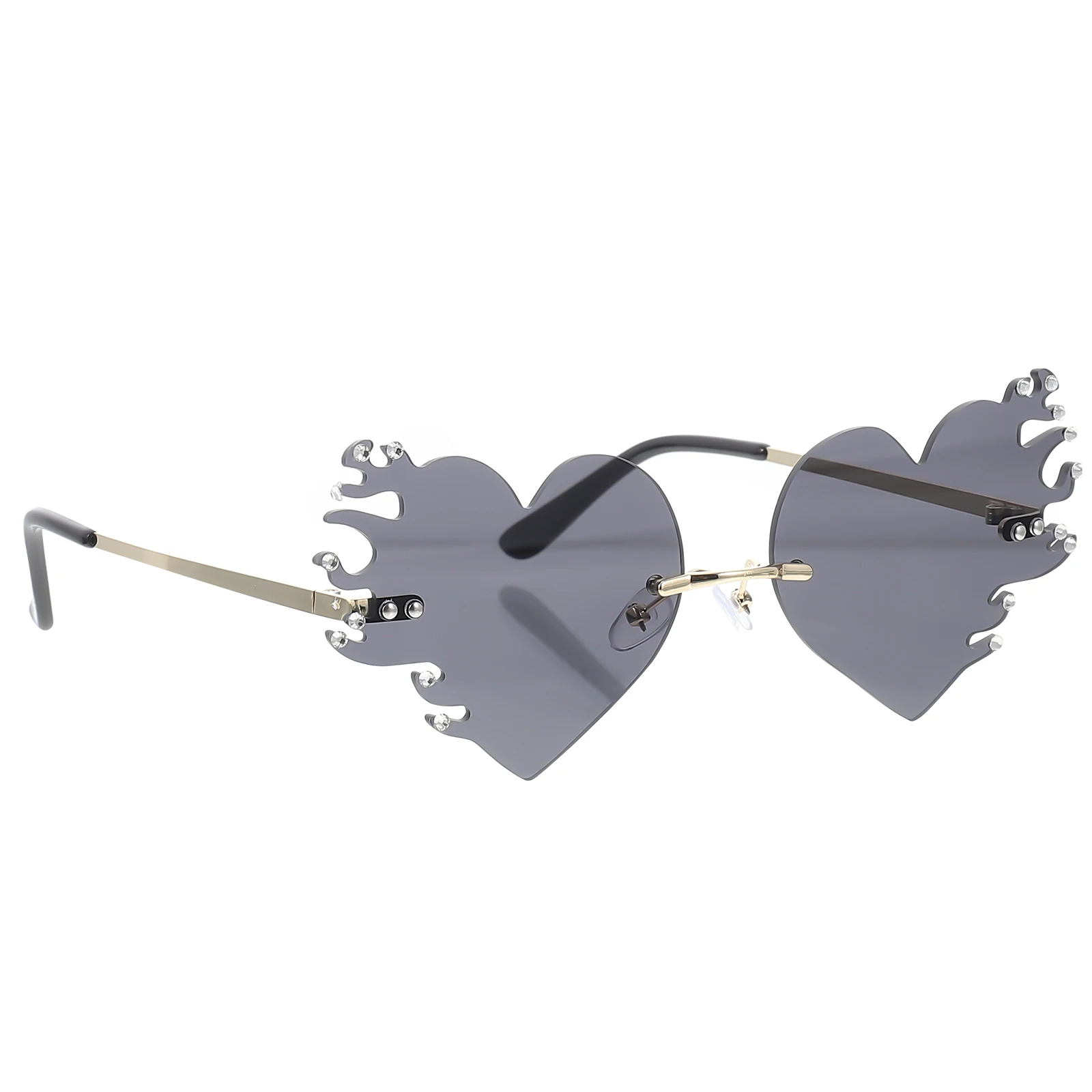 

Heart Shaped Decorative Sunglasses Flame Glasses Rimless Fire Supply Festival Party Accessory Unique Fashion Metal Structure