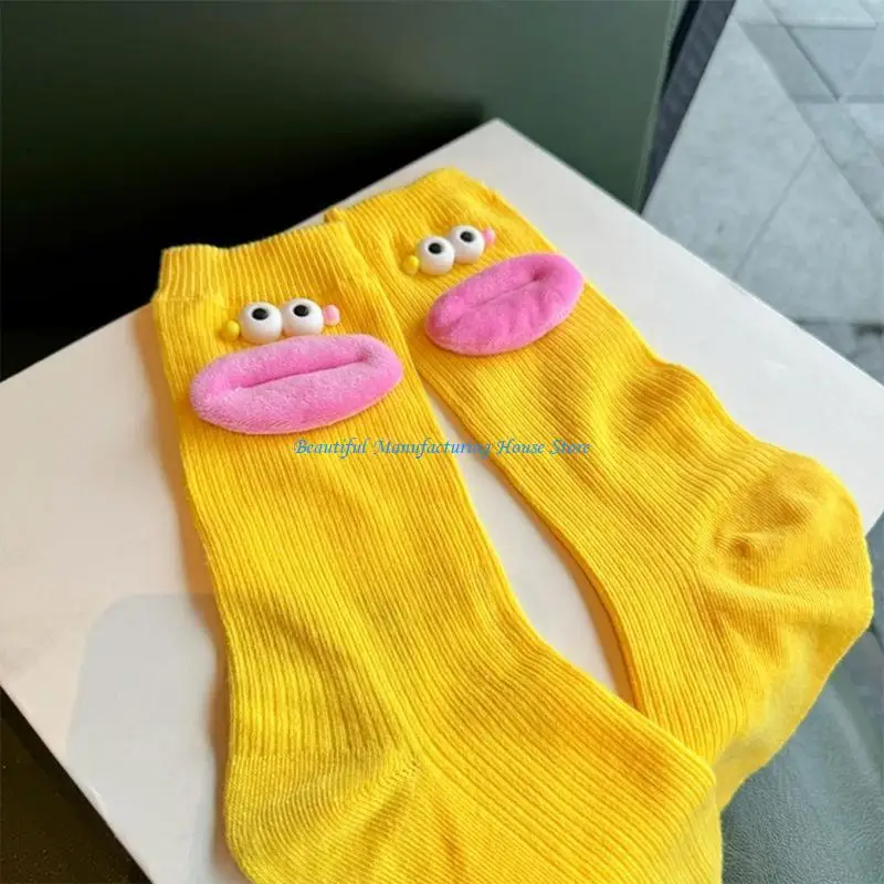 E56A Adulto Tornozelo Meias Cartoon Doll Crews Socks engraçados Meias algodão algodão