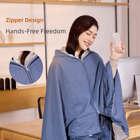 Wearable USB Electric Heated Blanket 3 Heating Levels Portable Heating Lap Blanket Washable with Hat Warm Shawl Office