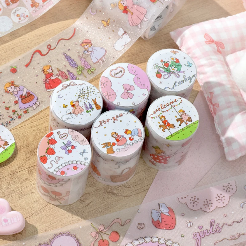 

6 рулонов - сказочная сладкая коробка, ПЭТ, сверкающий песок, высечка, художественная свежая лента для справочника, используется для материалов для справочников, скрапбуков своими руками