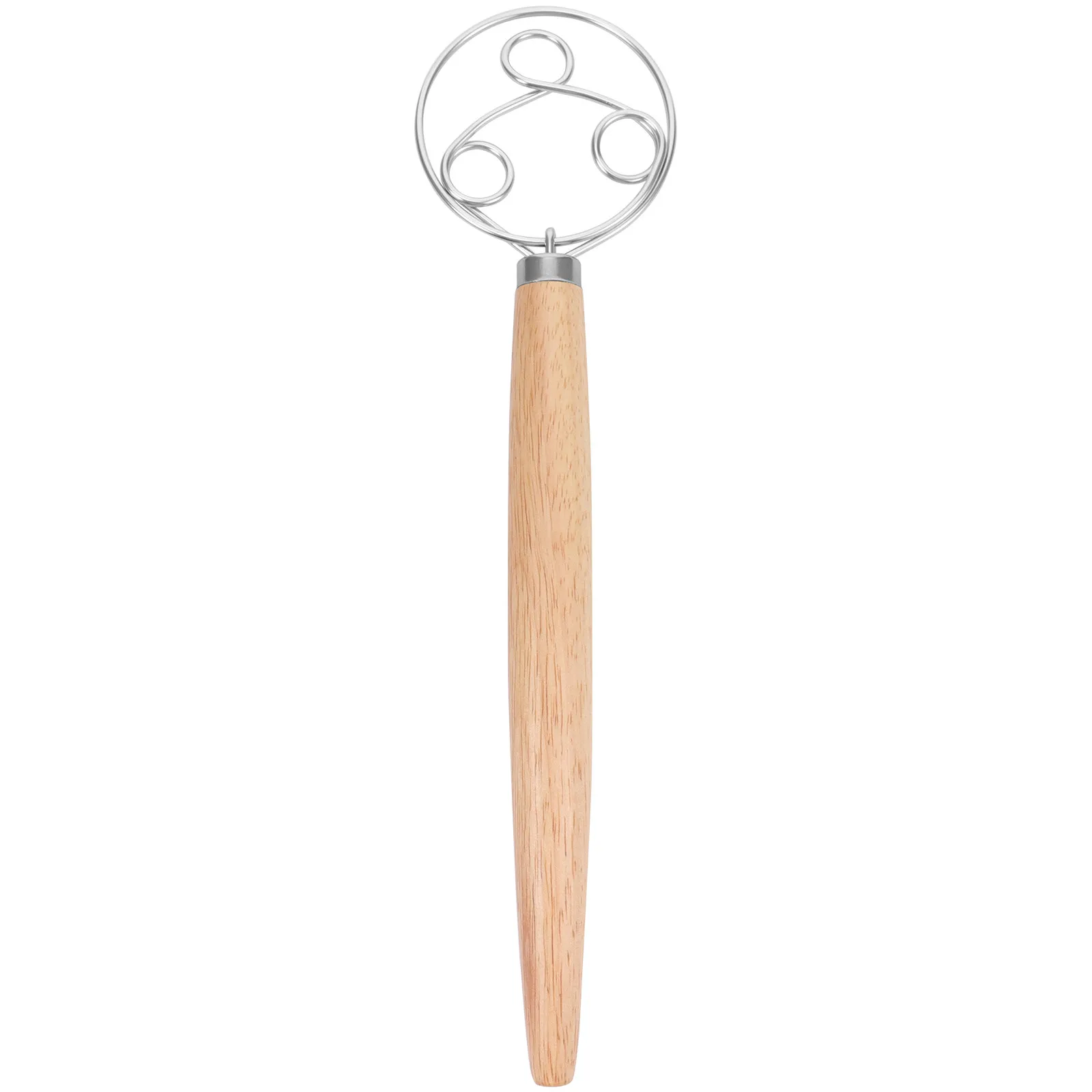 1Pcs Three-Ring Oak Handle Stainless Steel Flour Whisk for Baking Dough Mixing Pizza Pie Pastry Bread Pancakes Kitchen Gadget