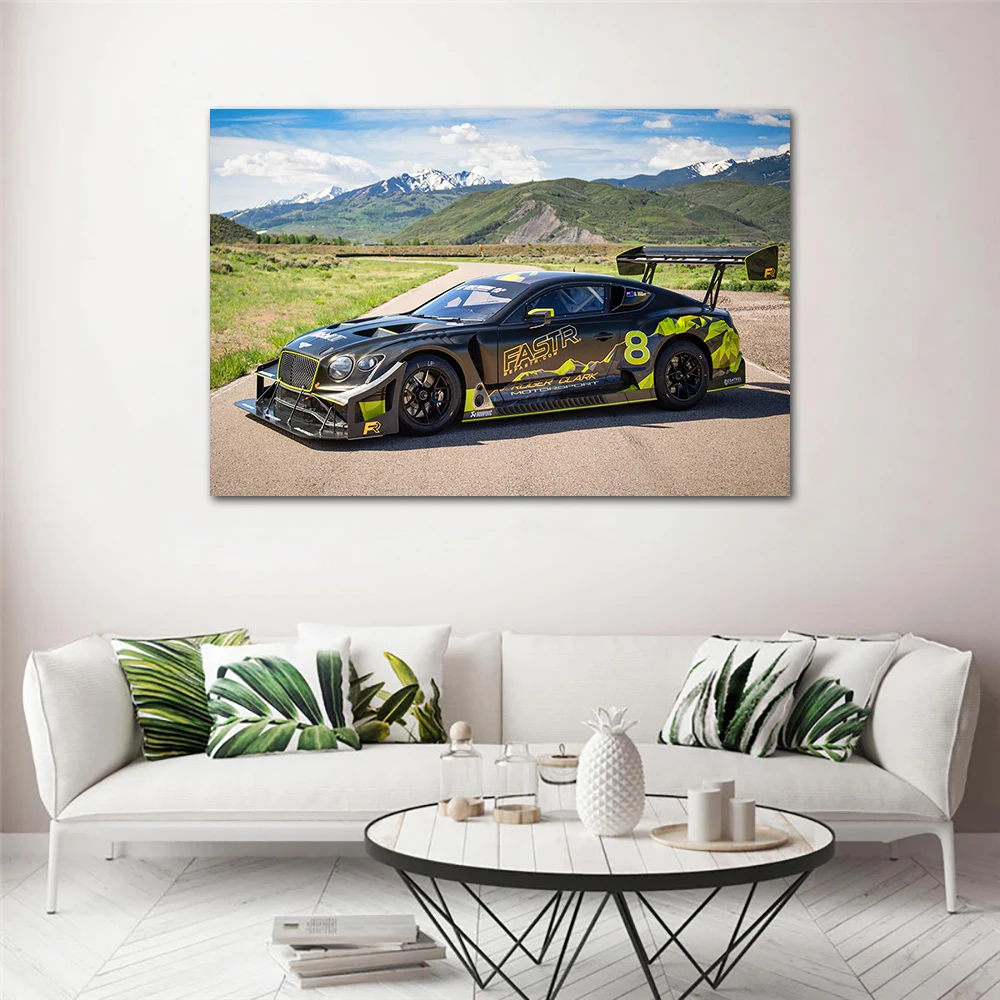 Continental GT3 Sports Car Wall Art Painting Canvas Posters and Prints Picture For Living Room Bedroom Home Decor